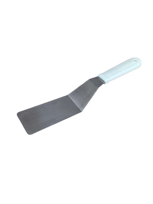 Spatula, 4"x2" Stainless Steel Blade, White Polymer Handle