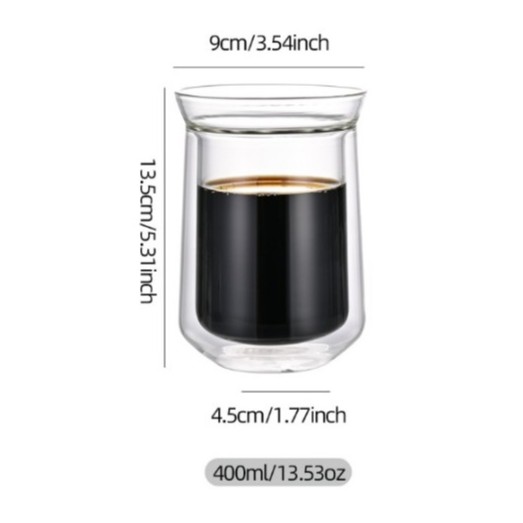 Glass Coffee Cup, 400mL, Double Wall - Image 3