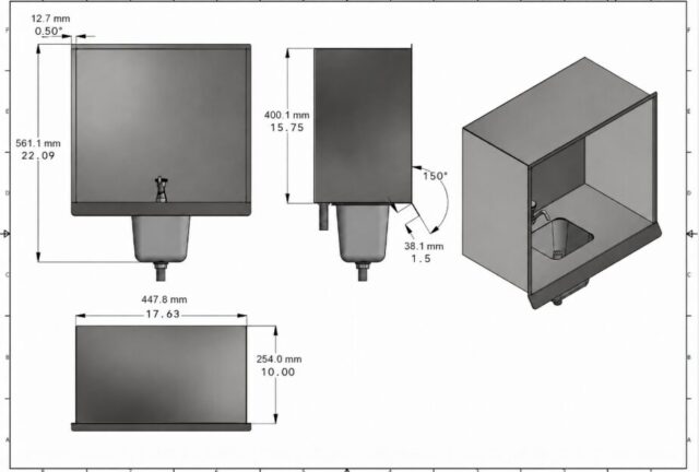 Enclosed Stainless Steel Dipper Well Sink, Running Water Rinse Station